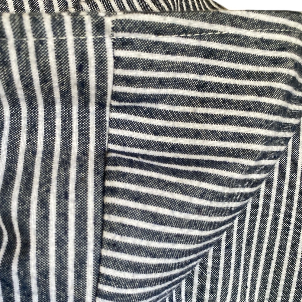 Hooded Denim Jacket Geometric Striped - Picture 8 of 15